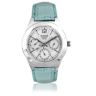 Casio Standard นาฬิกาข้อมือผู้หญิง สายหนัง รุ่น LTP-2069L-7A2VDF -
สีฟ้า/ขาว