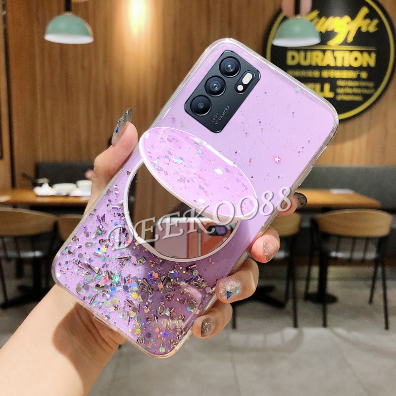 เคสโทรศัพท์-oppo-reno6-z-5g-reno6-5g-reno5-reno5-pro-2021-new-casing-fashion-makeup-mirror-stand-softcase-silicone-clear-back-cover-เคส-oppo-reno-6z-phone-case