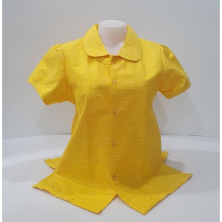 เสื้อลายไทยคอบัว - สีเหลืองลายไหมสิบ ผู้หญิง