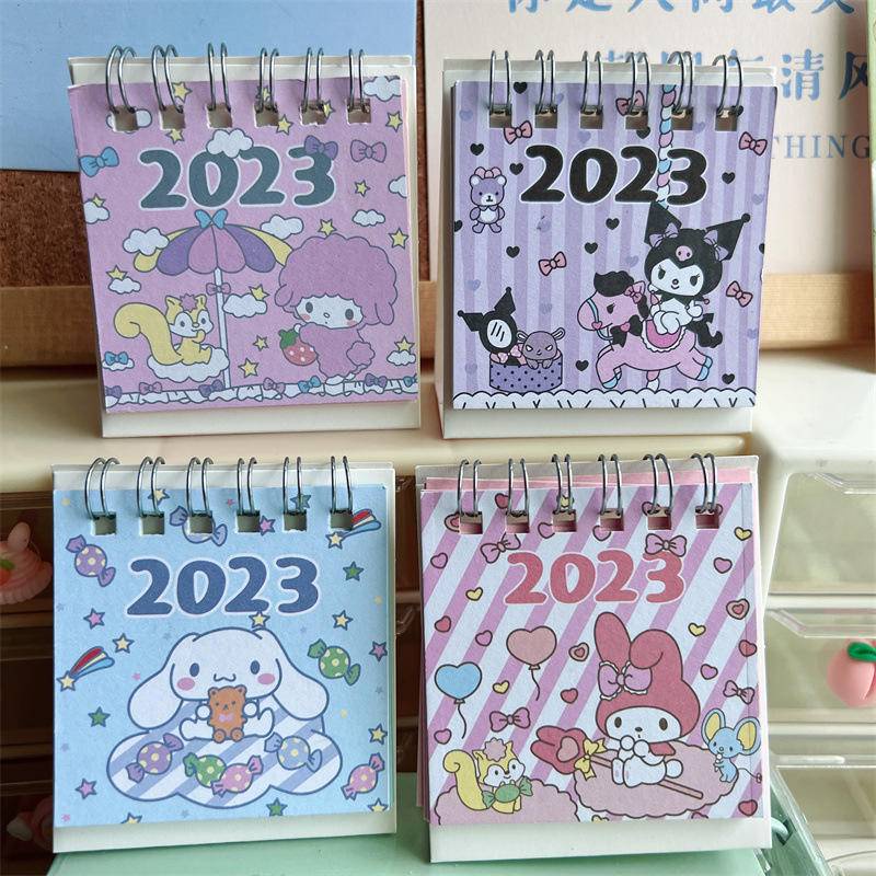 ปฏิทินตั้งโต๊ะ-ลายการ์ตูน-sanrio-mymelody-kuromi-cinnamoroll-ปี-2023-สําหรับเด็ก