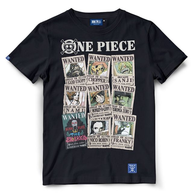 เสื้อยืดวันพีช-one-piece-754-wanted-สีดำ-สีกรม