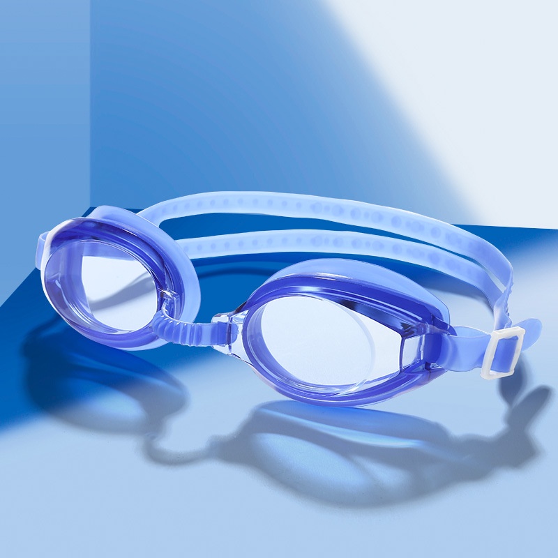 ภาพหน้าปกสินค้าแว่นตาว่ายน้ำ ที่อุดหูแบบชิ้นเดียวสำหรับเด็ก HD แว่นตาว่ายน้ำแบบแบนสำหรับผู้ชายและผู้หญิง