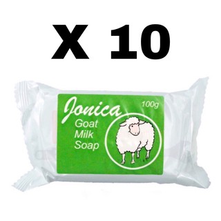 แพ็ค 10 ก้อน สบู่ Jonica Goat Milk Soap สบู่นมแพะโจนิก้า 100 กรัม