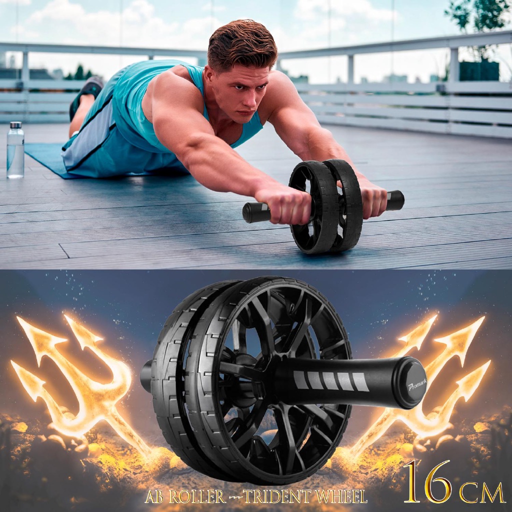 poseidon-starter-wheel-16-cm-ลูกกลิ้งเล่นกล้ามท้อง-ล้อบริหารหน้าท้อง-อุปกรณ์ออกกำลังกาย-แบบล้อคู่-ab-wheel-roller