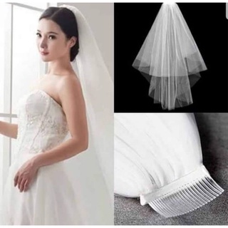 🎉พร้อมส่ง🎉 เวลเจ้าสาว ผ้าคลุมผมเจ้าสาว Veil เรียบหรู แบบหวีสับ