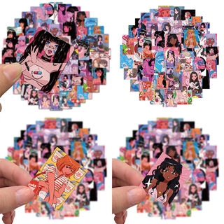 50PCS Cartoon Girl Graffiti Stickers Decoration Motorcycle Suitcase Waterproof DIY Sticker Label