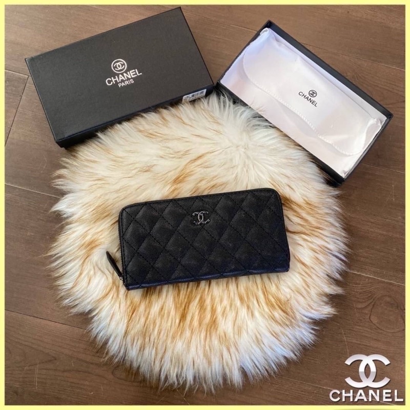 กระเป๋าสตางค์ใบยาวชาแนล-chanel-wallet-หนังคาเวียร์