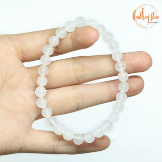 Aomthong กำไลหิน หยกขาว White Jade ขนาด 6 มม. แต่งสี ดึงดูดความมั่งคั่ง หินมงคล หินสี กำไลหินนำโชค หินหยก