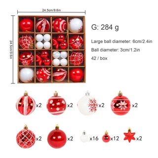 [EPAY] จี้ลูกบอลคริสต์มาส สีแดง และสีขาว สําหรับตกแต่งบ้าน 42 ชิ้น ต่อชุด 42 ชิ้น ต่อชุด