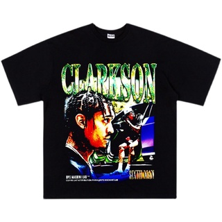 เสื้อยืดโอเวอร์ไซส์เสื้อยืดแขนสั้น ผ้าฝ้าย ทรงหลวม ลาย Clarkson สไตล์วินเทจ แฟชั่นอเมริกันS-3XL