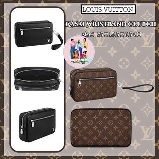 หลุยส์วิตตอง  LOUIS VUITTON   ผ้าใบ Kasai หนัง / ซิป / คล้องมือคลัตช์ / กระเป๋าผู้หญิง ใหม่ / ยุโรปแท้ 100%