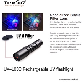 Tank007 UV-L03C NDT Forensic 365nm 5W Rechargeable Flashlight