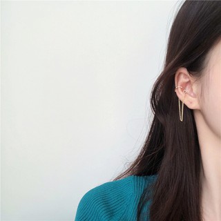 ต่างหูหนีบ ต่างหูแฟชั่น ต่างหูเกาหลี ear clip เอียร์คัฟ ต่างหูหนีบโซ่ ต่างหูสีทอง เครื่องประดับแฟชั่น ไม่ต้องเจาะหู