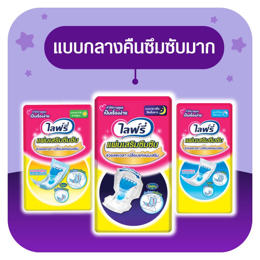 ส่งไว-lifree-ไลฟ์รี่-แผ่นเสริมซึมซับแบบกลางคืน-ขนาด-30-ชิ้น-จำนวน-1-แพ็ค