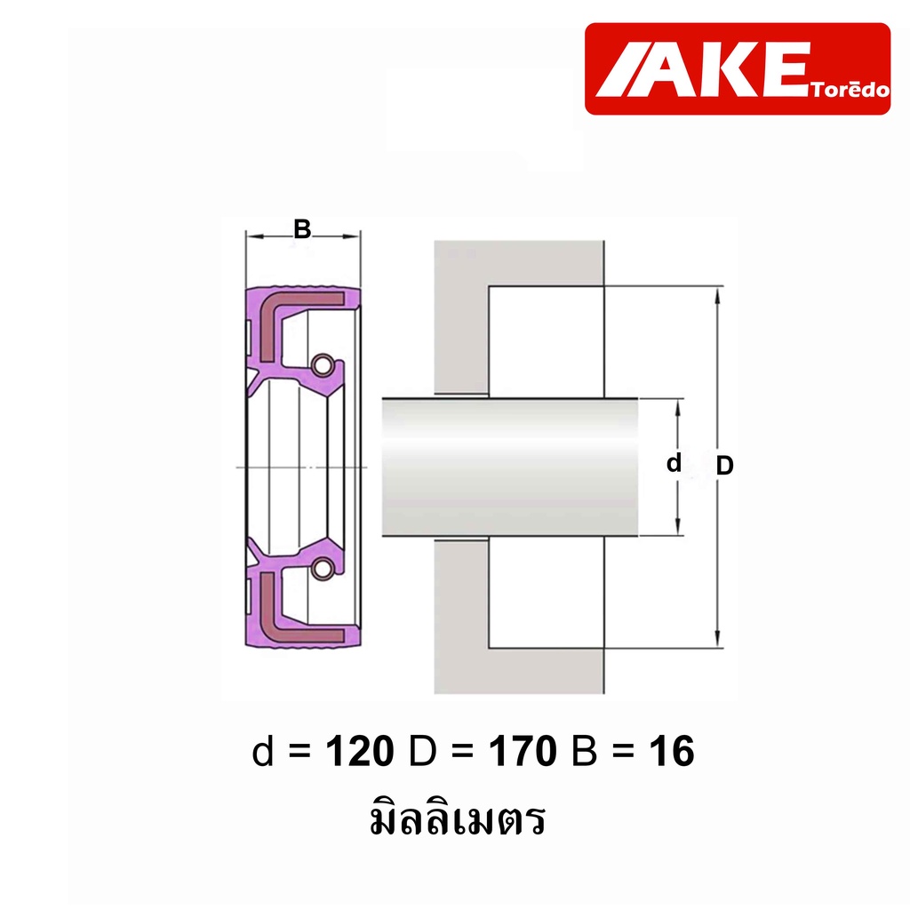 tc120-170-16-oil-seal-tc-ออยซีล-ซีลยาง-ซีลกันน้ำมัน-ขนาดรูใน-120-มิลลิเมตร-tc-120-170-16-โดยake