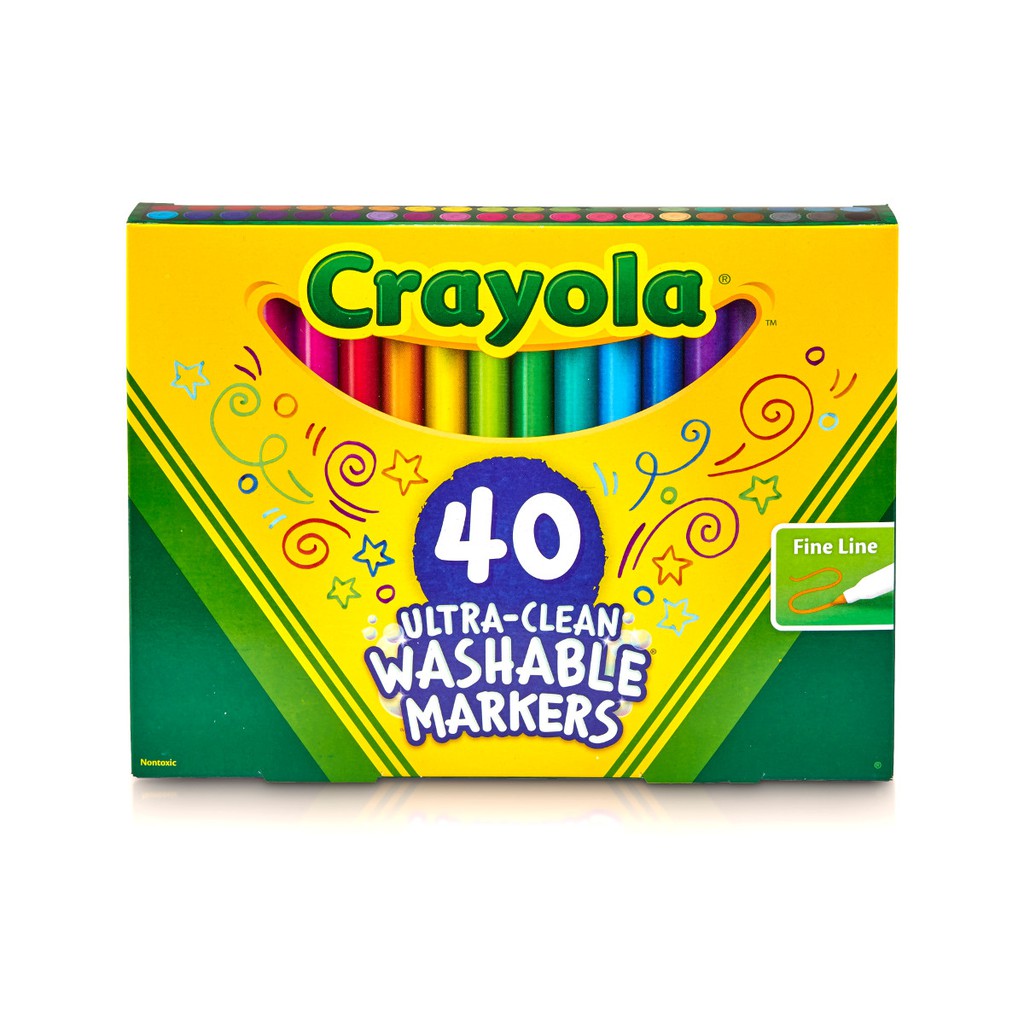 crayola-สีเมจิกล้างออกได้อัลตร้าคลีน40สี-หัวเล็ก