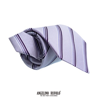 ANGELINO RUFOLO Necktie(NTN1750-ทาง) เนคไทผ้าไหมทออิตาลี่คุณภาพเยี่ยม ดีไซน์ Stripes สีเทา/ม่วง/กากี/ส้ม/เขียว/ชมพู