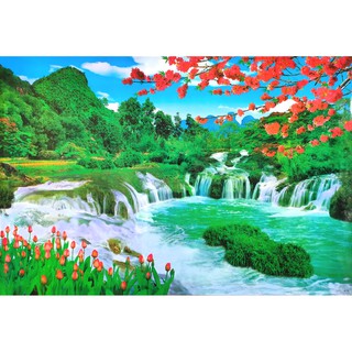 โปสเตอร์ รูปถ่าย น้ำตก วิว ธรรมชาติ ภาพมงคล เสริมฮวงจุ้ย Landscapes Nature POSTER 23”x34” Inch Waterfalls Mountain V7