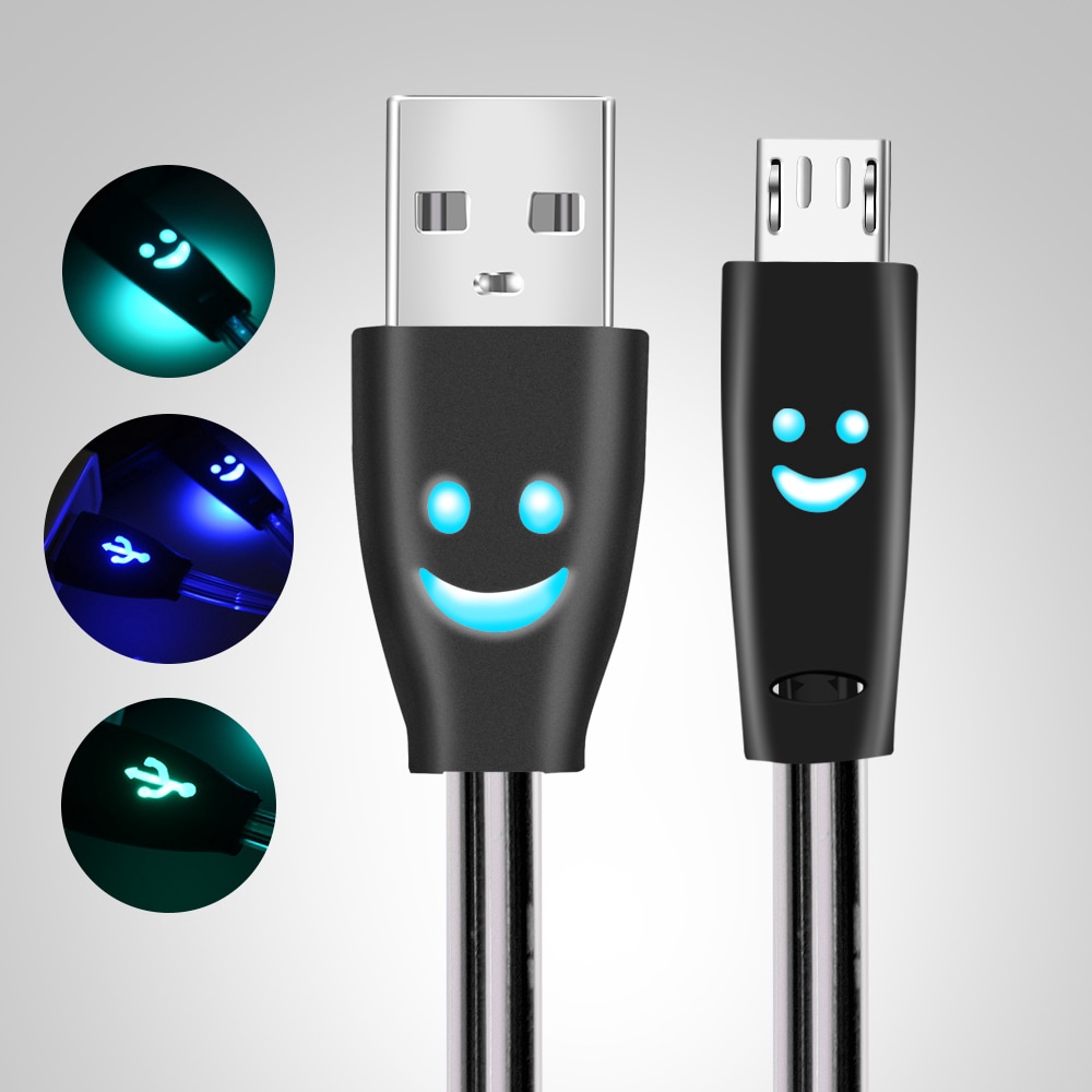 สาย-usb-ยิ้มใบหน้าเรืองแสงไฟ-led-ค่าใช้จ่ายได้อย่างรวดเร็วสายเคเบิลข้อมูล-สำหรับ-samsung-iphone-โทรศัพท์มือถือสายชาร์จ