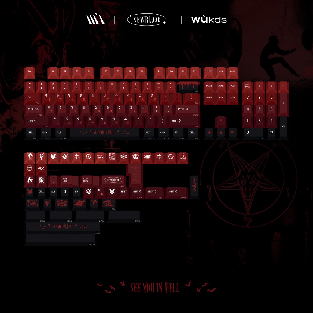 WUKDS ใหม่ BLOOD Keycaps 150 คีย์ PBT Dye-Sublimation Keycaps Cherry ...