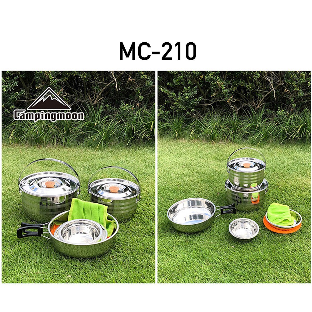 ชุดเครื่องครัว-หม้อสนาม-campingmoon-mc-210-mc-240-แสตนเลสคุณภาพพรีเมียม-สำหรับ-6-8-คน