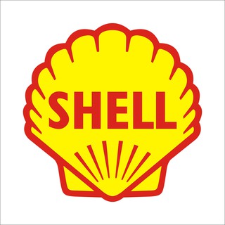 shell สติกเกอร์ pvc กันน้ำ มีขอบชาว ขนาด 8x8 cm ราคา 19 บาท