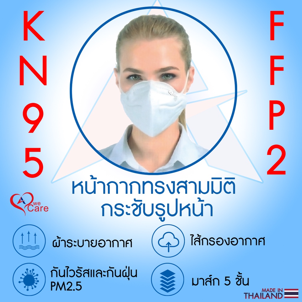 wecare-kn95-ffp2-หน้ากากอนามัย-วีแคร์-แบบ-5-ชั้น-บรรจุ-20-ชิ้น-ต่อ-กล่อง