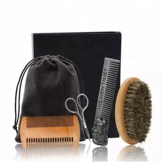 ฺBeard Brush &amp; comb for softly and smoothly ชุดแปรงพร้อมหวีสำหรับตกแต่งหนวดและเครา