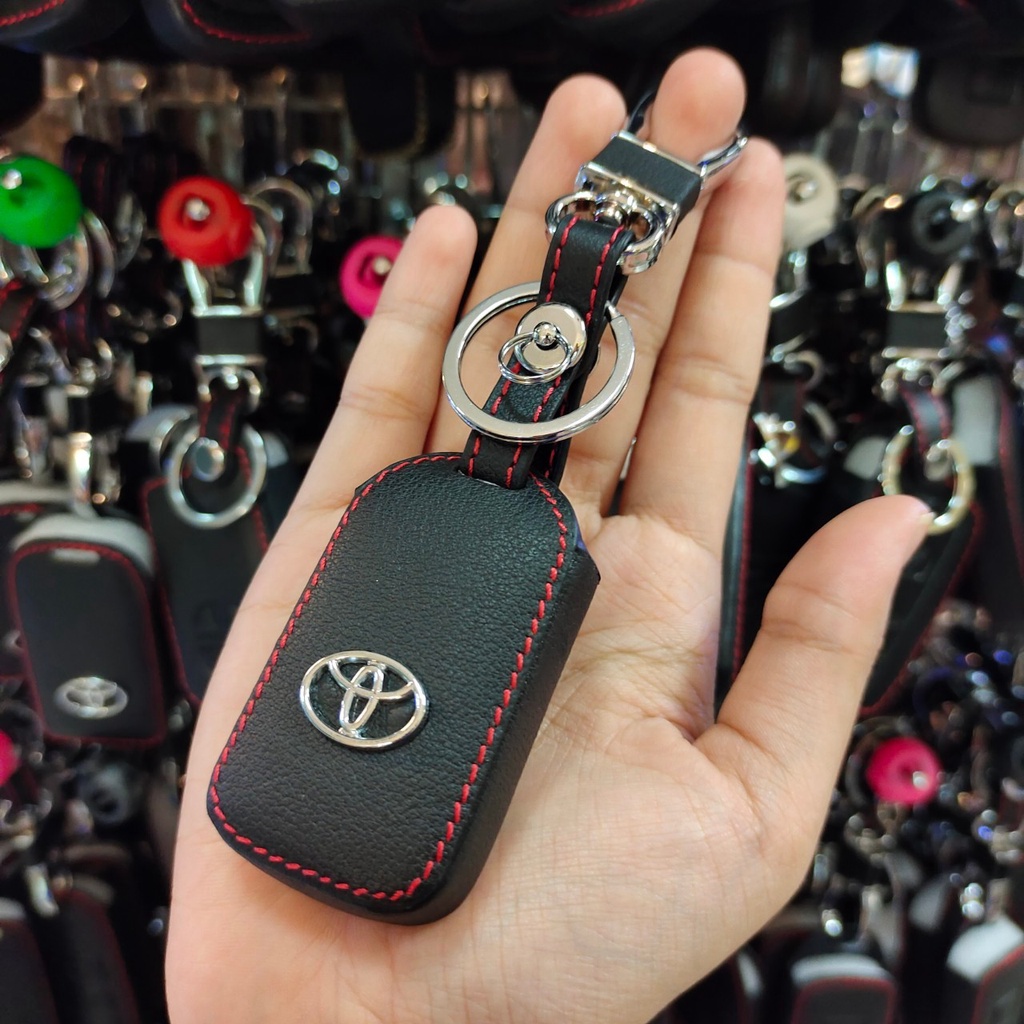 ซองหนังกุญแจtoyota-ปลอกหุ้มกุญแจรถยนต์-ตรงรุ่น-toyota-wish-มีโลโก้