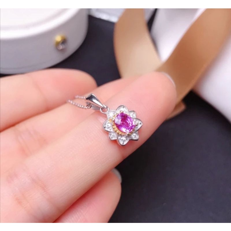 สร้อยคอพิ้งค์แซฟไฟร์แท้natural-pink-sapphire