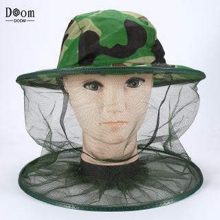 หมวกลายพราง พร้อมตาข่ายคลุมหน้า ป้องกันยุง แมลง ผึ้ง 1 ชิ้น