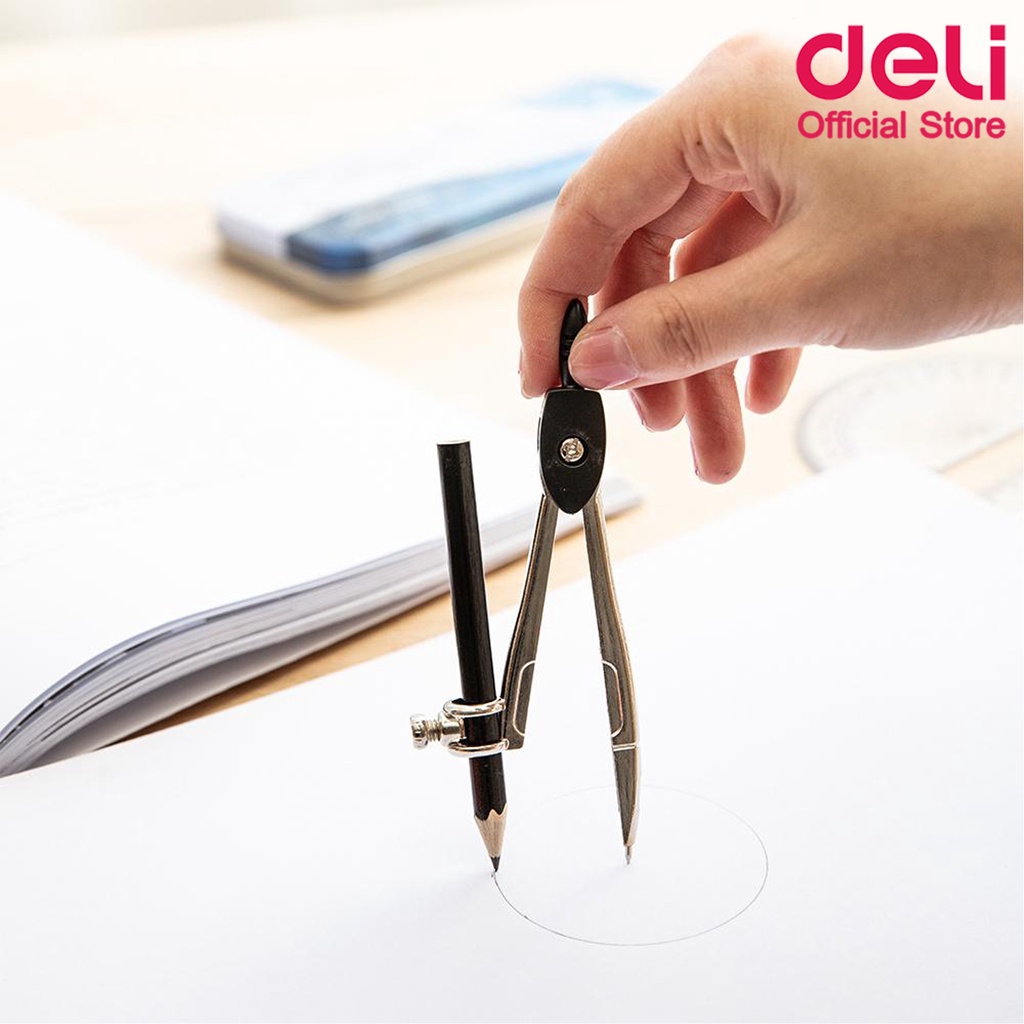 deli-g30505-zamak-compass-w-pencil-ชุดเรขาคณิตพร้อมวงเวียน-รวม-8-ชิ้น-บรรจุในกล่องเหล็ก-ชุดเรขาคณิต-ชุดวงเวียน-อุปกรณ์การเรียน-เครื่องเขียน-อุปกรณ์สำนักงาน