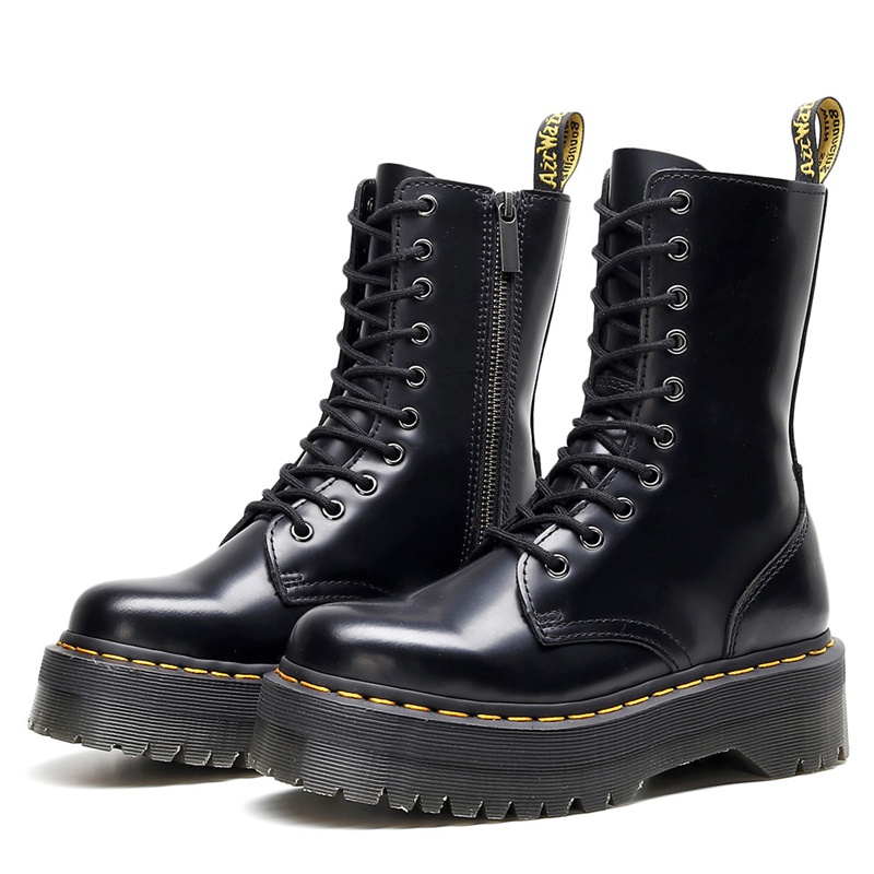 ภาพหน้าปกสินค้าDr. Martens Men's Jadon Platform 10-Hole Martin Boots For Men Side Zipper British Long Boots Couple Boots