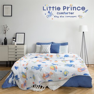 ภาพขนาดย่อของสินค้าผ้าห่มนวม 6ฟุต ลายการ์ตูน เจ้าชายน้อย Little Prince นุ่ม