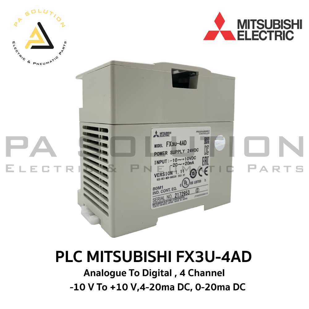 MITSUBISHI FX3U-4AD PLC analog input 4 channal | Shopee Thailand