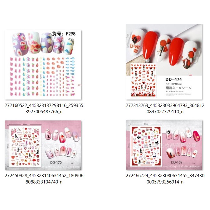สติ๊กเกอร์แปะเล็บ-แบบมีกาวในตัว-ลอกแปะได้เลย-ลายน่ารัก-ลายวาเลนไทน์