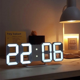 นาฬิกาปลุกดิจิทัล LED 3D เรืองแสง ขนาดใหญ่ สไตล์โมเดิร์น ชาร์จ USB แสดงวันที่ อุณหภูมิ ปฏิทิน สําหรับตกแต่งบ้าน ห้องนั่งเล่น