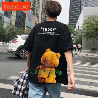 🔥พร้อมส่ง🔥เสื้อยืดคอกลมแขนสั้น oversize ผู้ชาย Men Short Sleeve T-Shirt สีดำ รุ่น การพิมพ์ เสื้อยืด เสื้อผ้าแฟชั่น