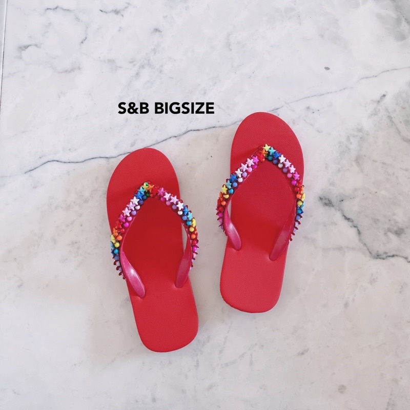 ภาพสินค้า️ 𝗝𝗼𝘆 ️ รองเท้าไซส์ใหญ่ 36 - 45 ️ รองเท้าแตะหนีบ ลูกปัด รองเท้าไปทะเล ️ แฮนเมด Bigsize จ่ายปลายทาง plussize beads จากร้าน sabybata บน Shopee ภาพที่ 7
