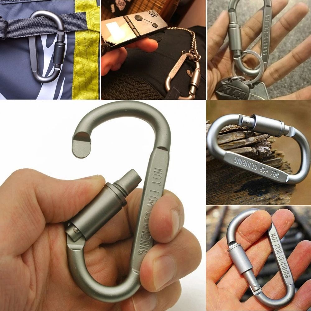 รูปภาพสินค้าแรกของชุดอุปกรณ์ตะขอพวงกุญแจ Carabiner Screw Lock Buckle D-Shaped 1 ชิ้นสําหรับตั้งแคมป์กลางแจ้ง