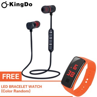 E41【With a free second-generation LED watch】หูฟังไร้สาย แม่เหล็กในตัว M5 Magnet Sport Bluetooth ของแท้ Magnet Bluetooth Ear