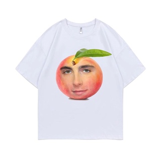  100%COTTONเสื้อยืด ผ้าฝ้าย 100% พิมพ์ลาย Timothee Chalamet Peach สไตล์ฮาราจูกุ เหมาะกับฤดูร้อน สําหรับผู้ชาย และผู้หญิง