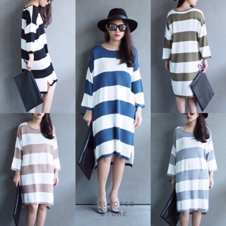 Korea Knit Stripe Dress