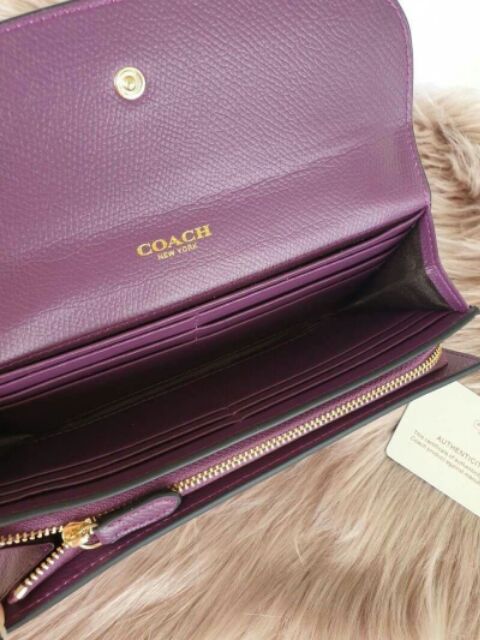 กระเป๋าสตางค์-coach-ใบยาว-อะไหล่ทอง-สีม่วง