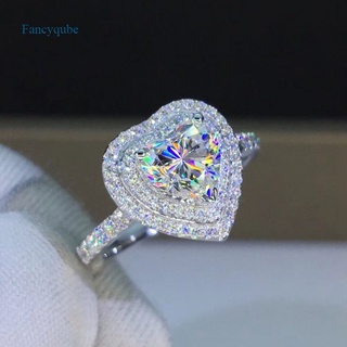 Fancyqube เครื่องประดับแหวนหมั้นแต่งงานผู้หญิงรูปหัวใจรัก