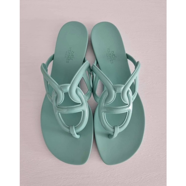 ผ่อน0-รองเท้าแตะ-new-hermes-egerie-sandal-size-39-สีเขียวมินท์