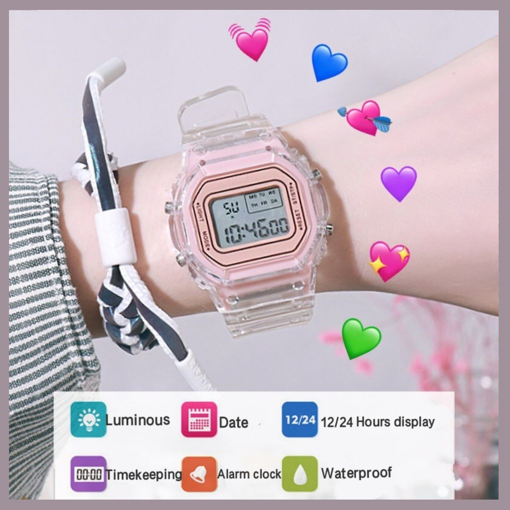 ภาพหน้าปกสินค้าFairy Sister Watch Ins Cute Korean Version Simple Waterproof Digital Luminous Electronic Watch Fashion Trends Sports Couple Students Men Women