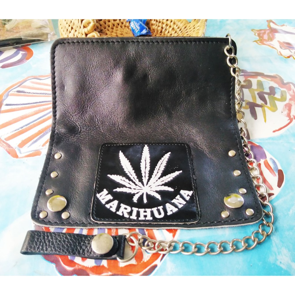 lupadu-กระเป๋าทรงยาว-marihuana-พร้อมโซ่-long-wallet-leather-made-from-cowhide-leather
