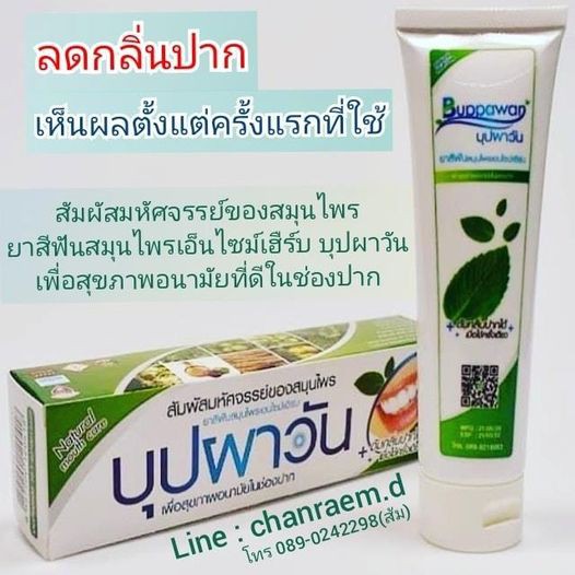 ยาสีฟันบุปผาวันเอนไซม์เฮิร์บ-buppawan-herbal-toothpaste-สูตรสมุนไพร-สีเขียว-หลอดใหญ่-130-กรัม