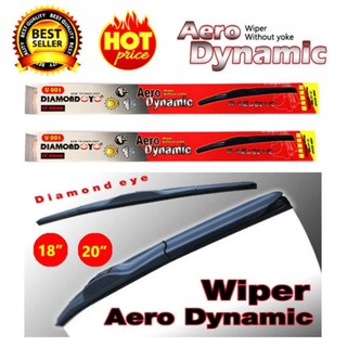 ใบปัดน้ำฝนทรง Aero Dynamic (Diamond eye) ขนาด 18" 20" นิ้ว สำหรับ รถทุกรุ่น จำนวน 1 คู่